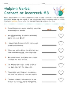 Helping Verbs: Correct or Incorrect #3