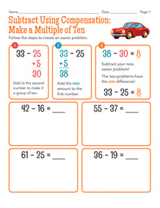 Subtract Using Compensation: Make a Multiple of Ten