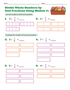 Divide Whole Numbers by Unit Fractions Using Models #1