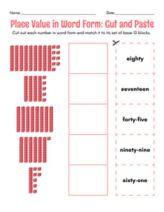Place Value in Word Form: Cut and Paste