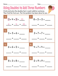 Using Doubles to Add Three Numbers