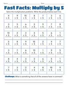 Fast Facts: Multiply by 5