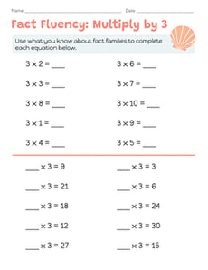 Fact Fluency: Multiply by 3