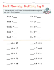 Fact Fluency: Multiply by 8