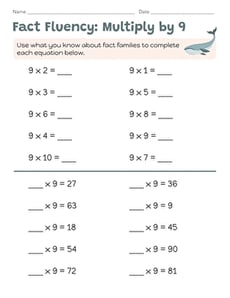 Fact Fluency: Multiply by 9