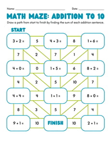 Math Maze: Addition to 10