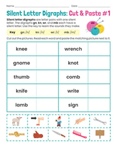 Silent Letter Digraphs: Cut & Paste #1