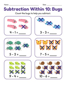 Subtraction Within 10: Bugs