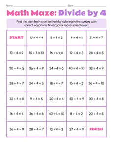 Math Maze: Divide by 4