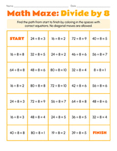 Math Maze: Divide by 8