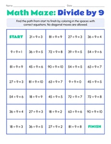 Math Maze: Divide by 9