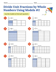 Divide Unit Fractions by Whole Numbers Using Models #2