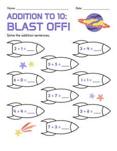 Addition to 10: Blast Off!