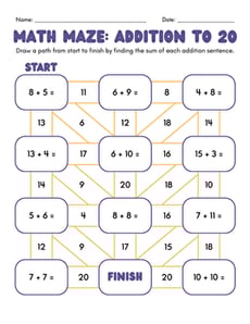 Math Maze: Addition to 20