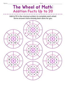 The Wheel of Math: Addition to 20