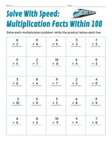 Solve With Speed: Multiplication Facts Within 100