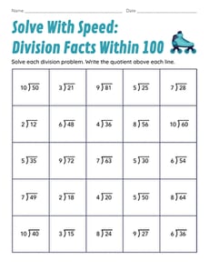 Solve With Speed: Division Facts Within 100