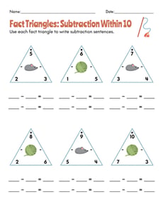 Fact Triangles: Subtraction Within 10