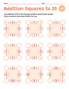 Addition Squares to 20 #1