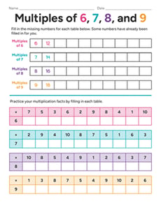 Multiples of 6, 7, 8, and 9