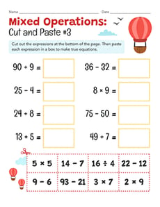 Mixed Operations: Cut and Paste #3