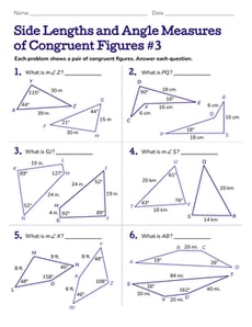 Side Lengths and Angle Measures of Congruent Figures #3