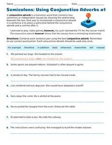 Semicolons: Using Conjunctive Adverbs #1