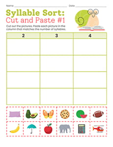 Syllable Sort: Cut and Paste #1