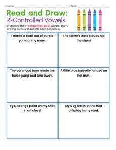 Read and Draw: R-Controlled Vowels