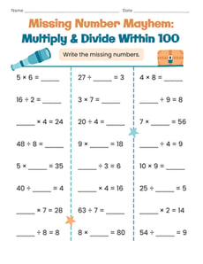 Missing Number Mayhem: Multiply & Divide Within 100