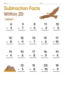 Subtraction Facts Within 20