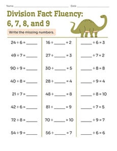 Division Fact Fluency: 6, 7, 8, and 9