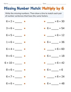 Missing Number Match: Multiply by 6
