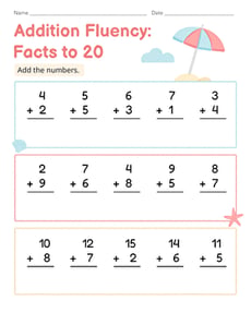 Addition Fluency: Facts to 20