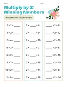 Multiply by 2: Missing Numbers