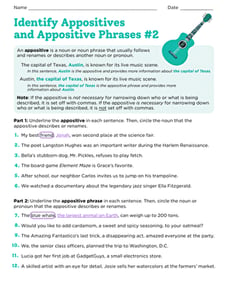 Identify Appositives and Appositive Phrases #2