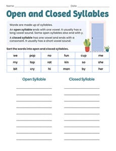 Open and Closed Syllables