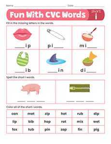 Fun With Short I CVC Words