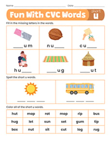 Fun With Short U CVC Words
