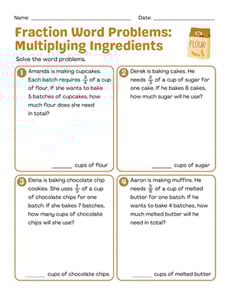 Fraction Word Problems: Multiplying Ingredients