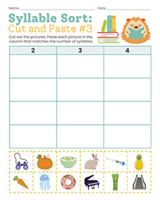 Syllable Sort: Cut and Paste #3