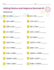 Adding Positive and Negative Decimals #1