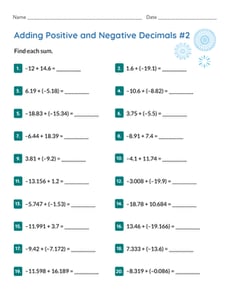 Adding Positive and Negative Decimals #2