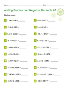 Adding Positive and Negative Decimals #3