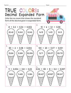 True Colors: Decimal Expanded Form