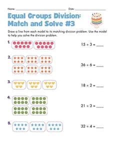 Equal Groups Division: Match and Solve #3