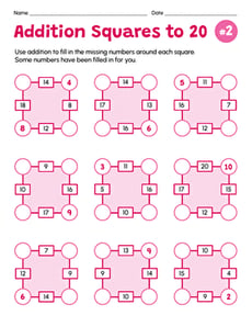 Addition Squares to 20 #2