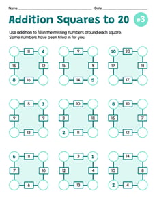 Addition Squares to 20 #3