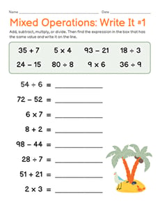 Mixed Operations: Write It #1