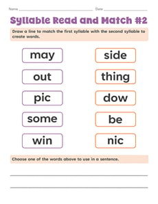 Syllable Read and Match #2